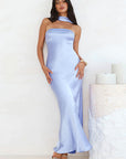 Elegant Strapless Satin Dress with Two-Way Design