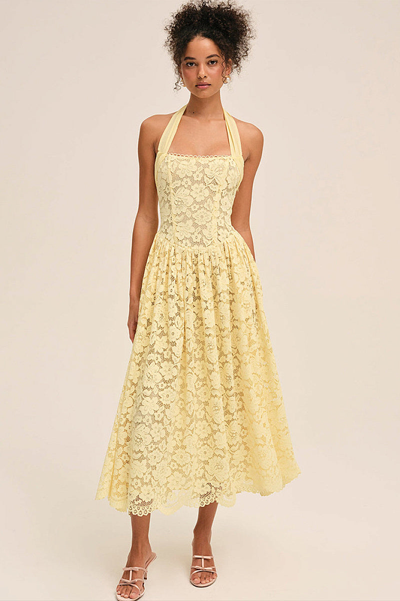Elegant Lace Backless Maxi Dress