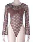 Elegant Sheer Polka Dot Jumpsuit for Beach Vacation