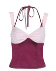 Color Block Pleated Cami Top for Women