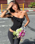Stylish Off-Shoulder Ruffle Crop Top
