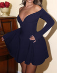 Elegant Slim Fit A-Line Long Sleeve Dress