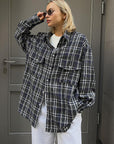 Vintage Plaid Long Sleeve Shirt for Women