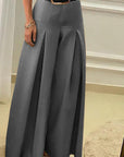 French Vintage High Waist Pleated Wide Leg Pants