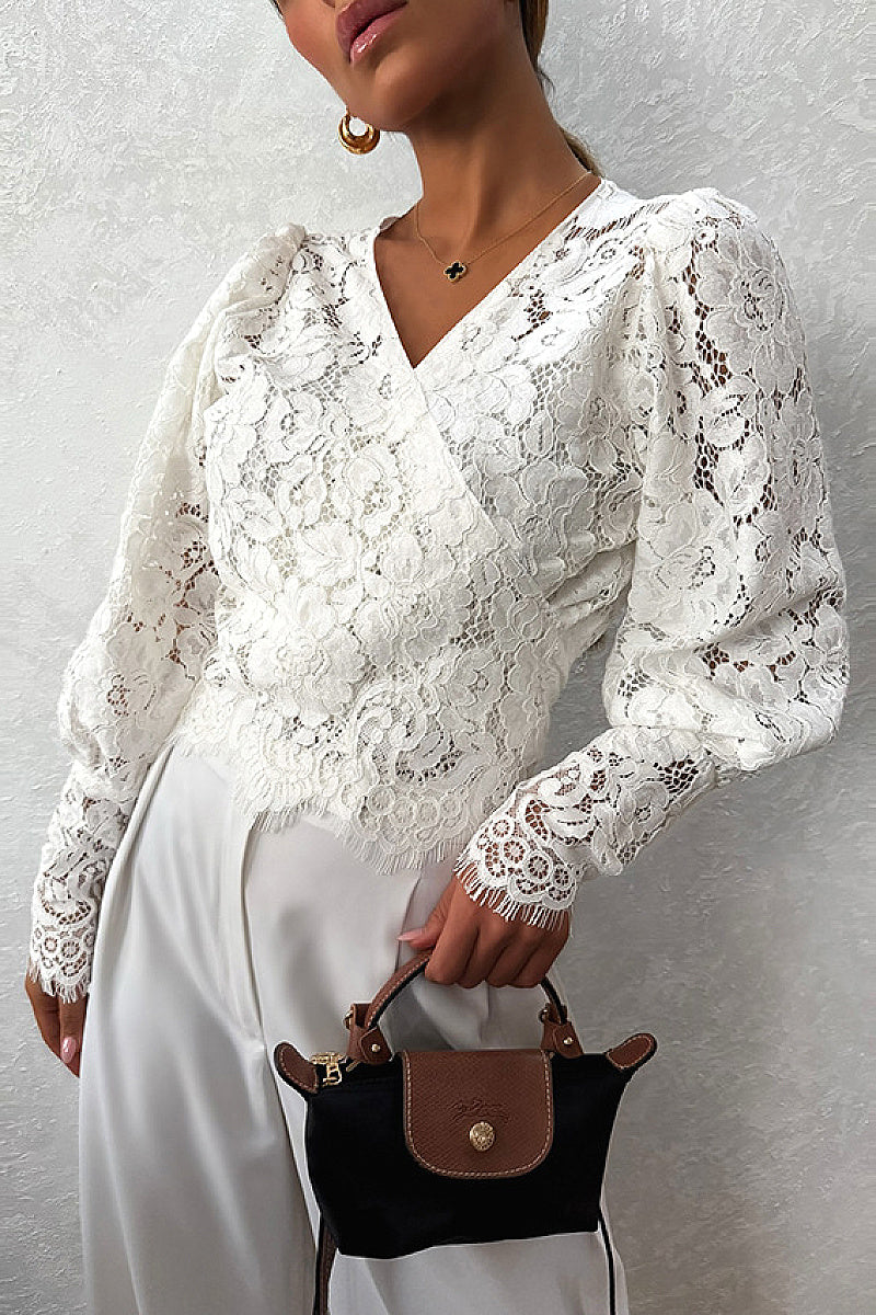 Spring Summer New V-Neck Lace Blouse