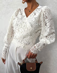 Spring Summer New V-Neck Lace Blouse