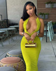 New Women's Deep V Neck Long Dress