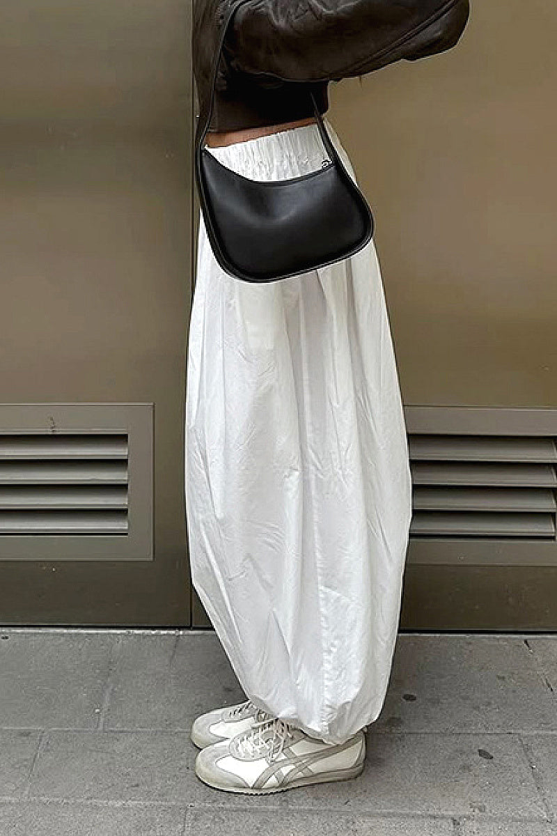 High Waist White Casual Wide Leg Pants for Women