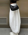 High Waist White Casual Wide Leg Pants for Women