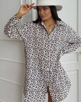 Spring Chiffon Cotton Leopard Print Shirt
