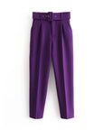 Casual High Waist Straight Leg Pants with Belt