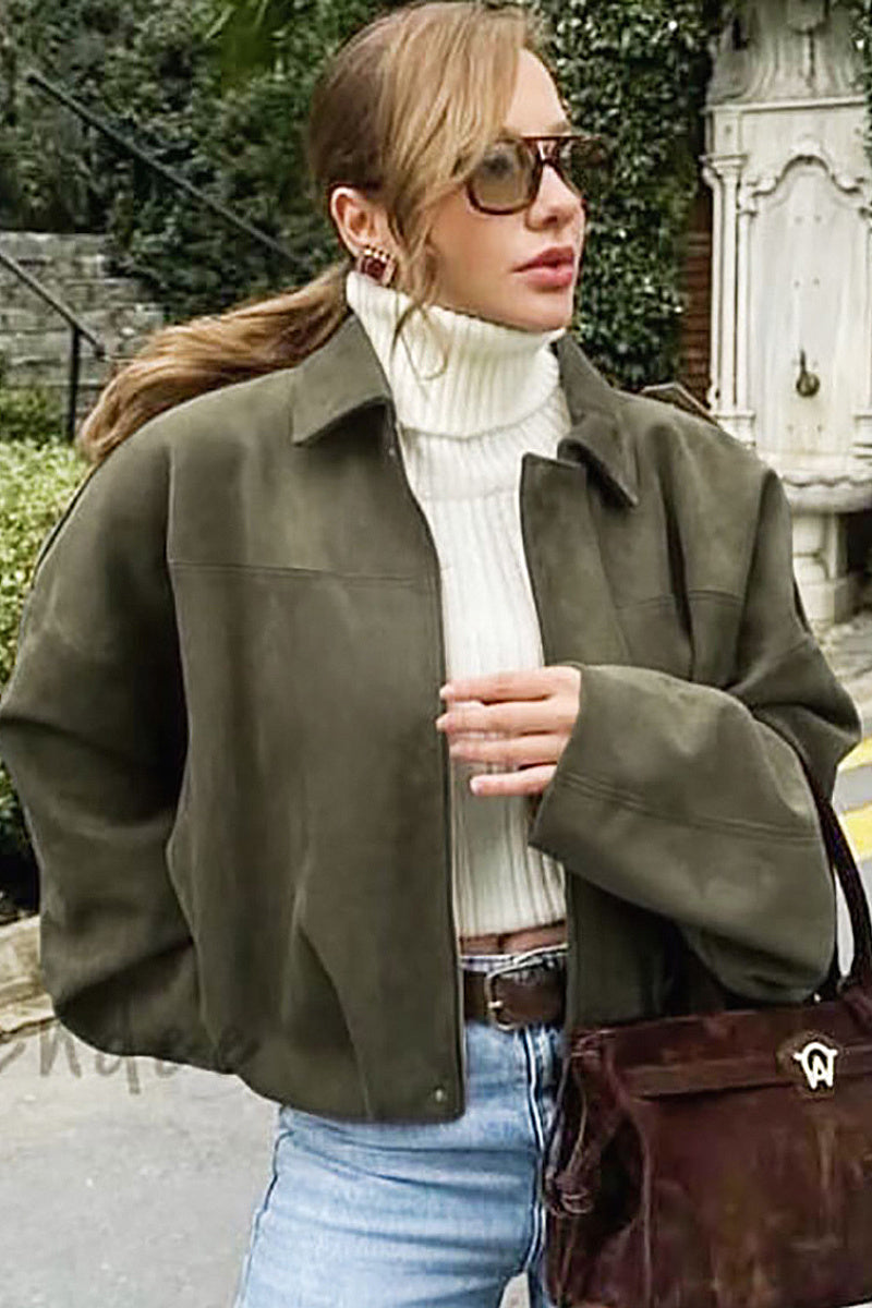 Retro Design Suede Jacket for Women