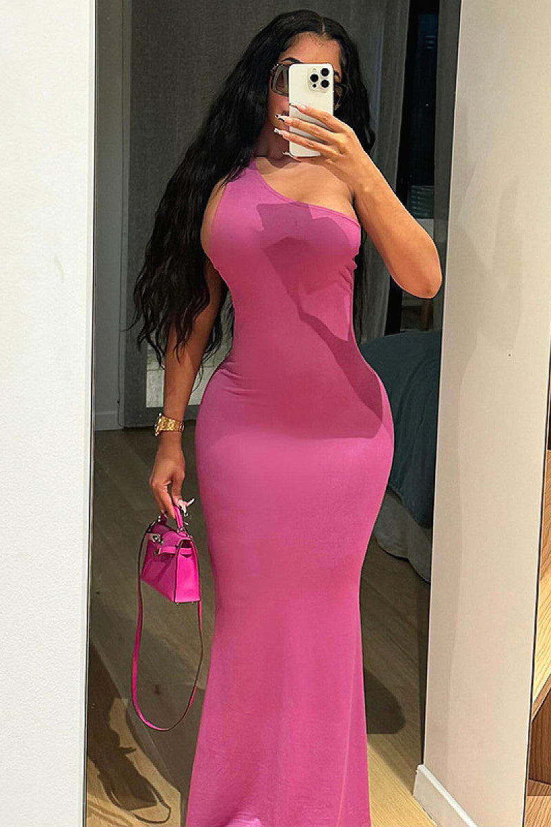 Summer One-Shoulder Sleeveless Bodycon Dress