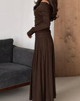 Chic Asymmetrical Shoulder Top and Long Skirt Set