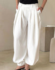Casual Loose Fit Solid Color Tapered Pants