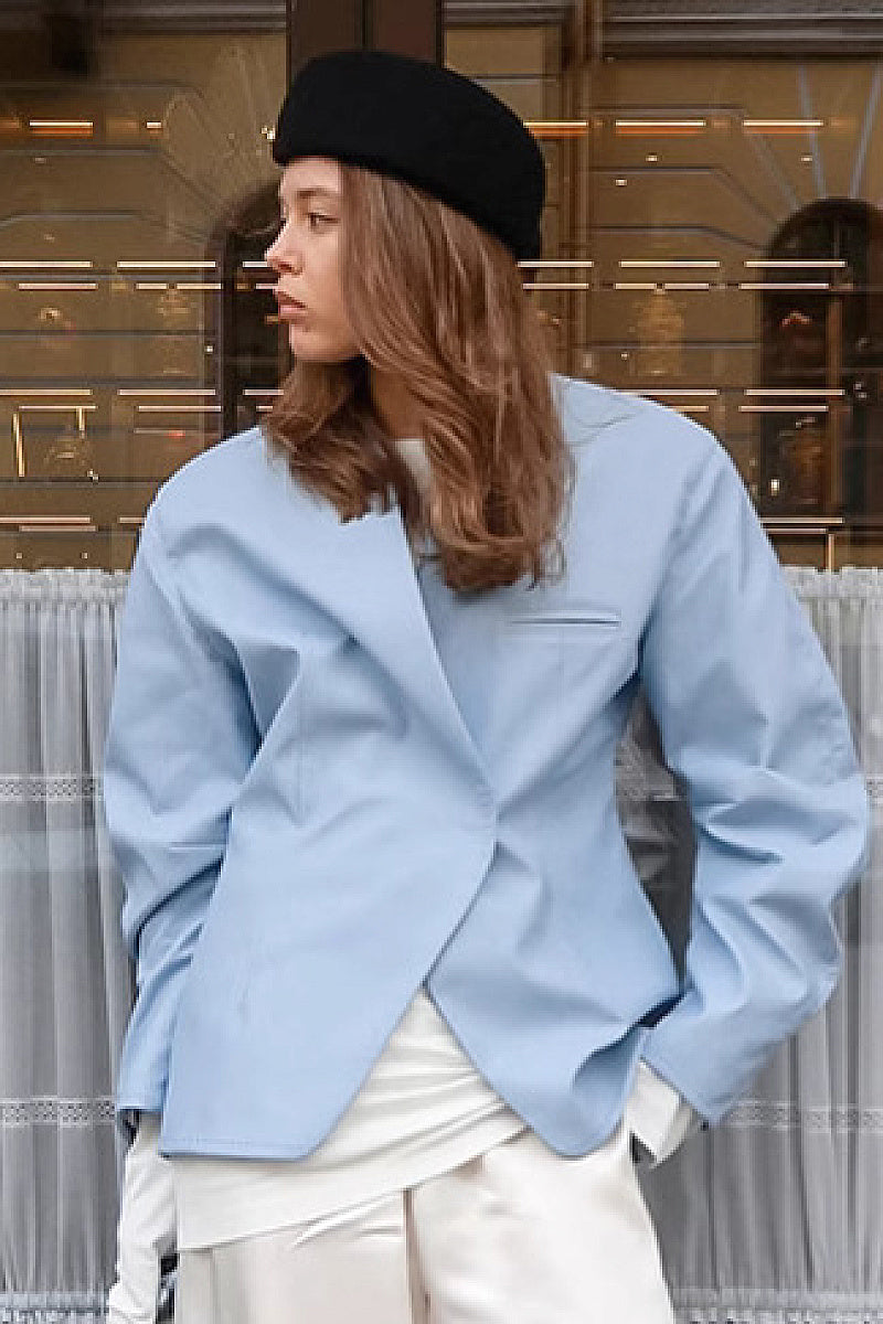 Casual Blue Blazer Jacket for Women