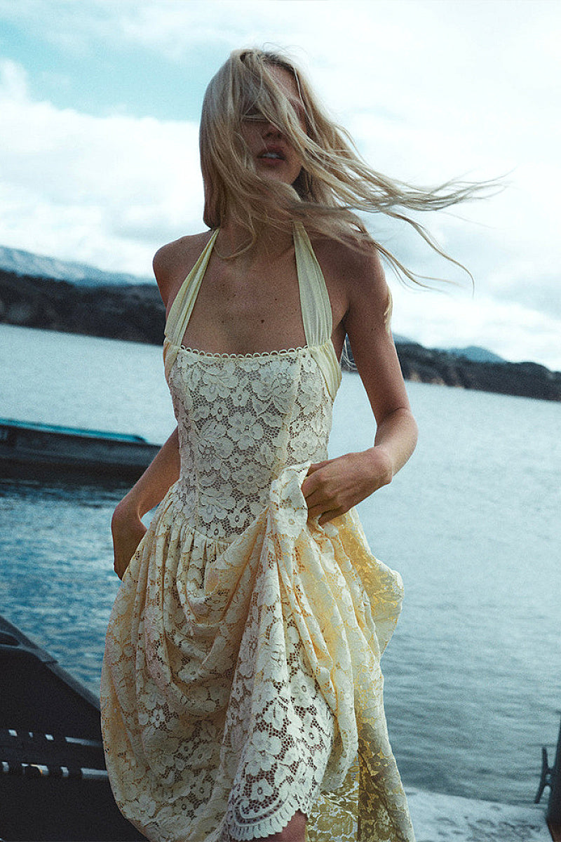 Elegant Lace Backless Maxi Dress