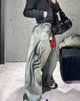Y2K High Street Printed Wide Leg Jeans