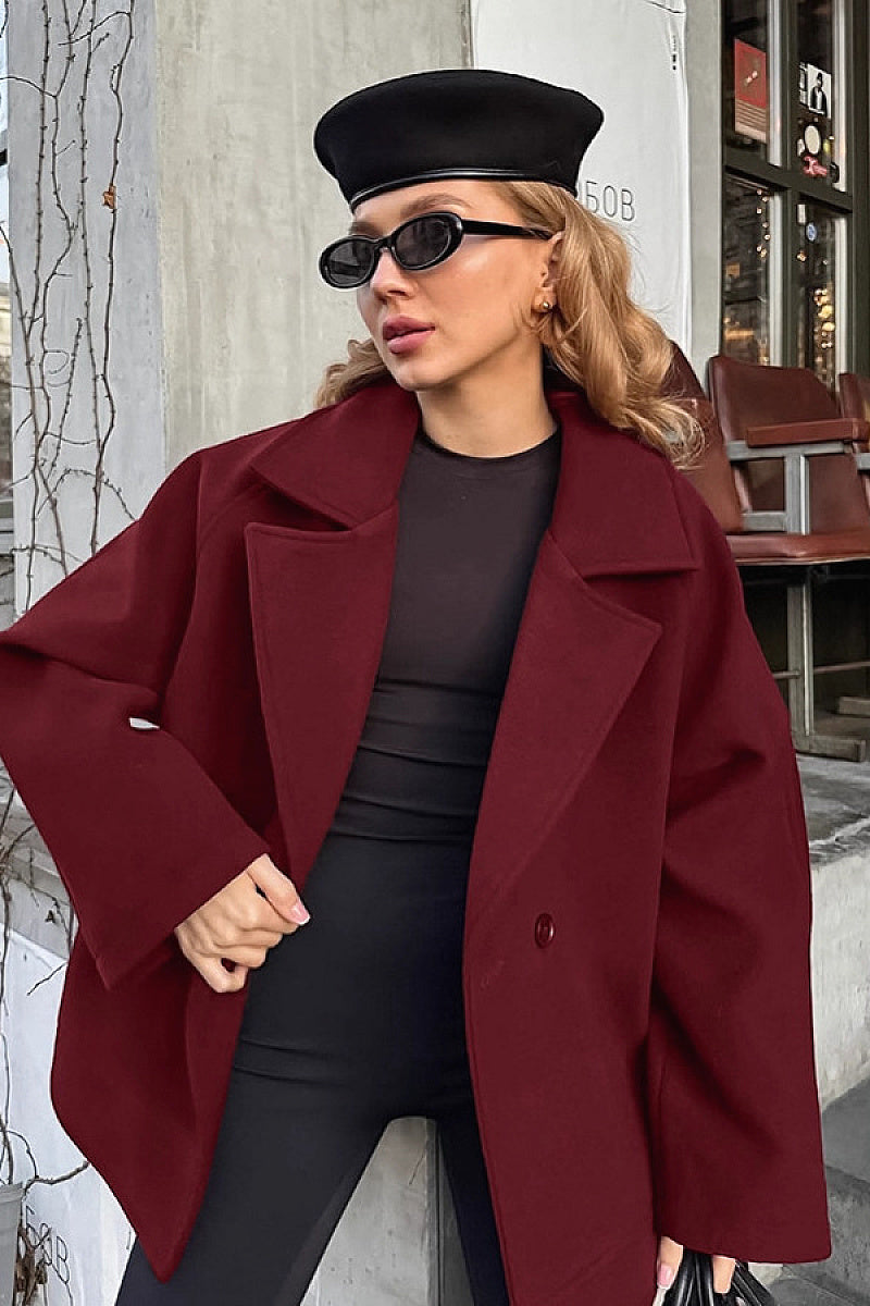 Fashion Vintage Brown Woolen Coat for Women