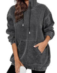Vintage Washed Hooded Sweatshirt for Casual Wear