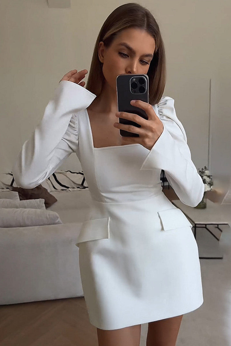 Elegant A-Line Dress with Long Sleeves