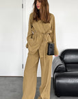 Casual Khaki Two-Piece Set for Women