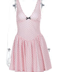 European Style Polka Dot V-Neck A-Line Dress