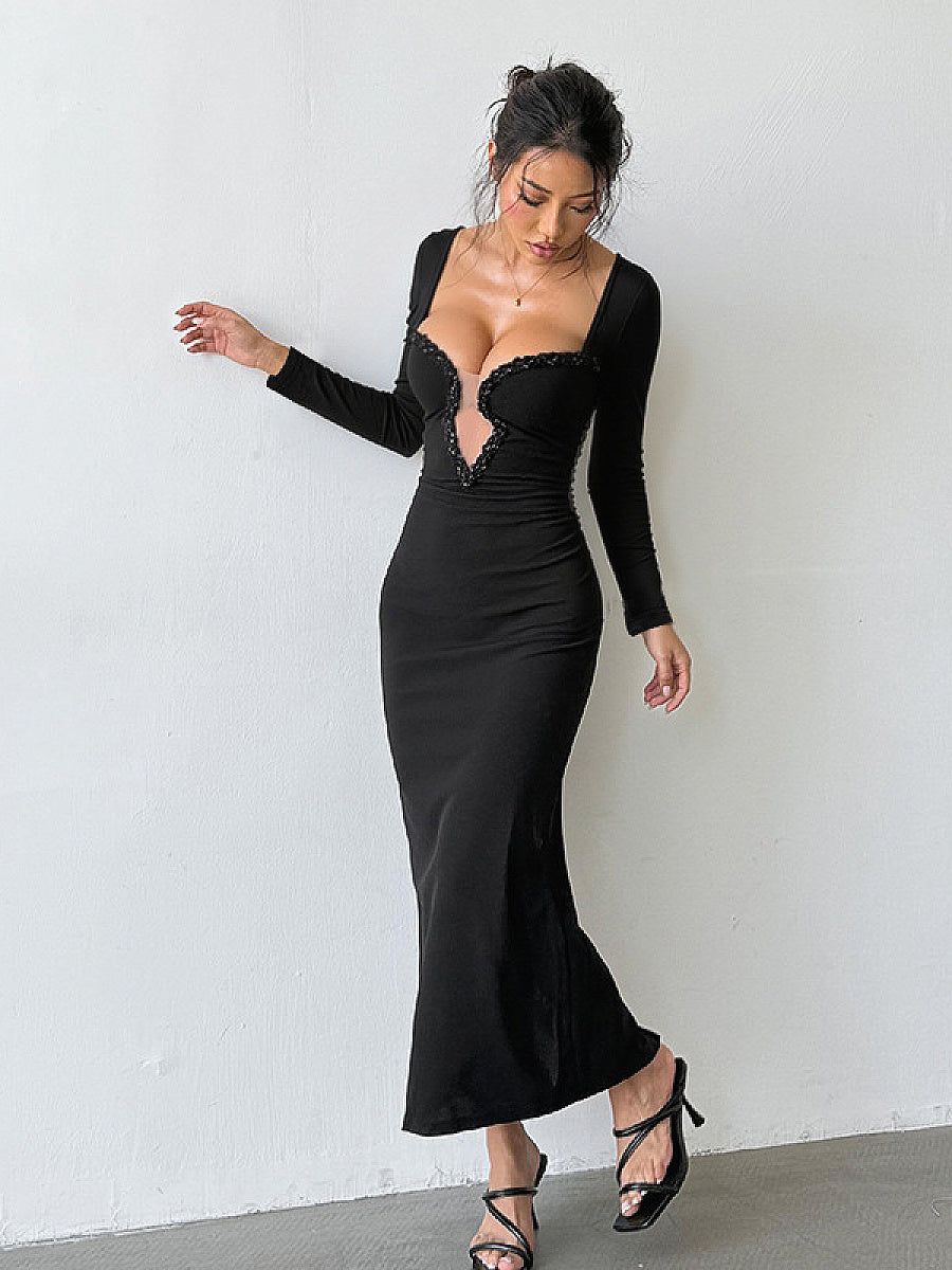Elegant V-Neck Mermaid Dress for Parties