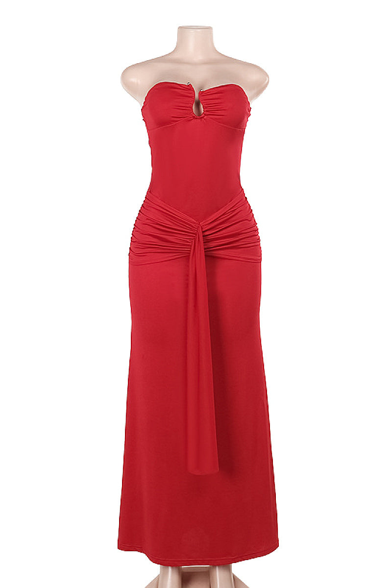Elegant Strapless Bodycon Dress for Fall