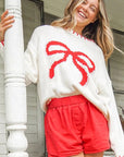 Autumn Winter Christmas Bow Sweater for Women