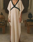 Vintage Casual Vacation Style V-Neck Long Dress