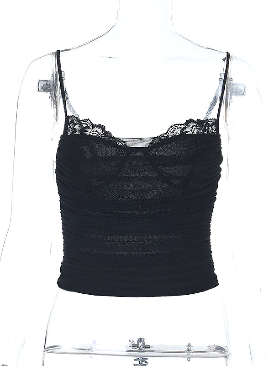Summer Slim Fit Sheer Lace Camisole Top