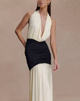 Elegant Color Block Halter Neck Dress