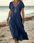 Comfortable V-Neck Midi Dress for Women