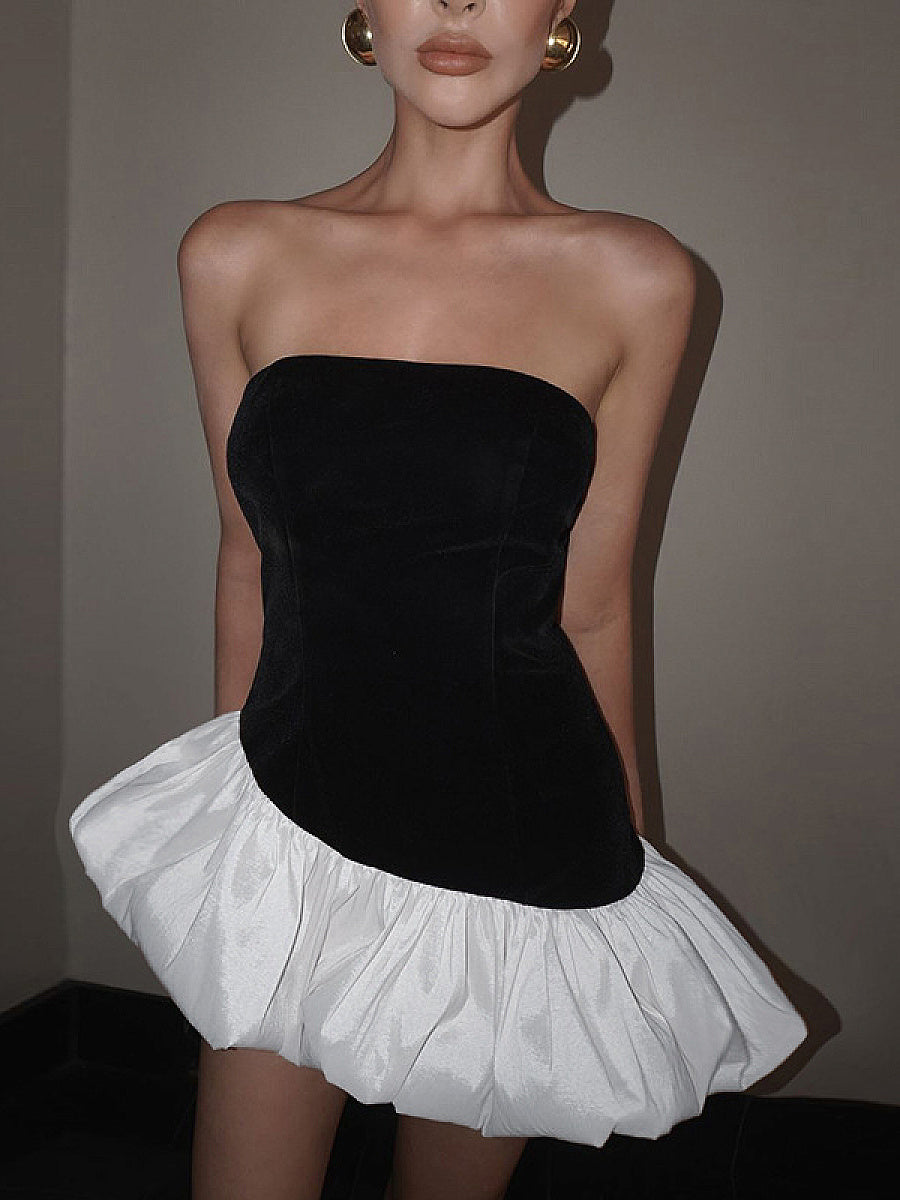 Elegant Strapless Floral Mini Dress