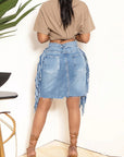 Fashionable Distressed Denim Skirt for Women