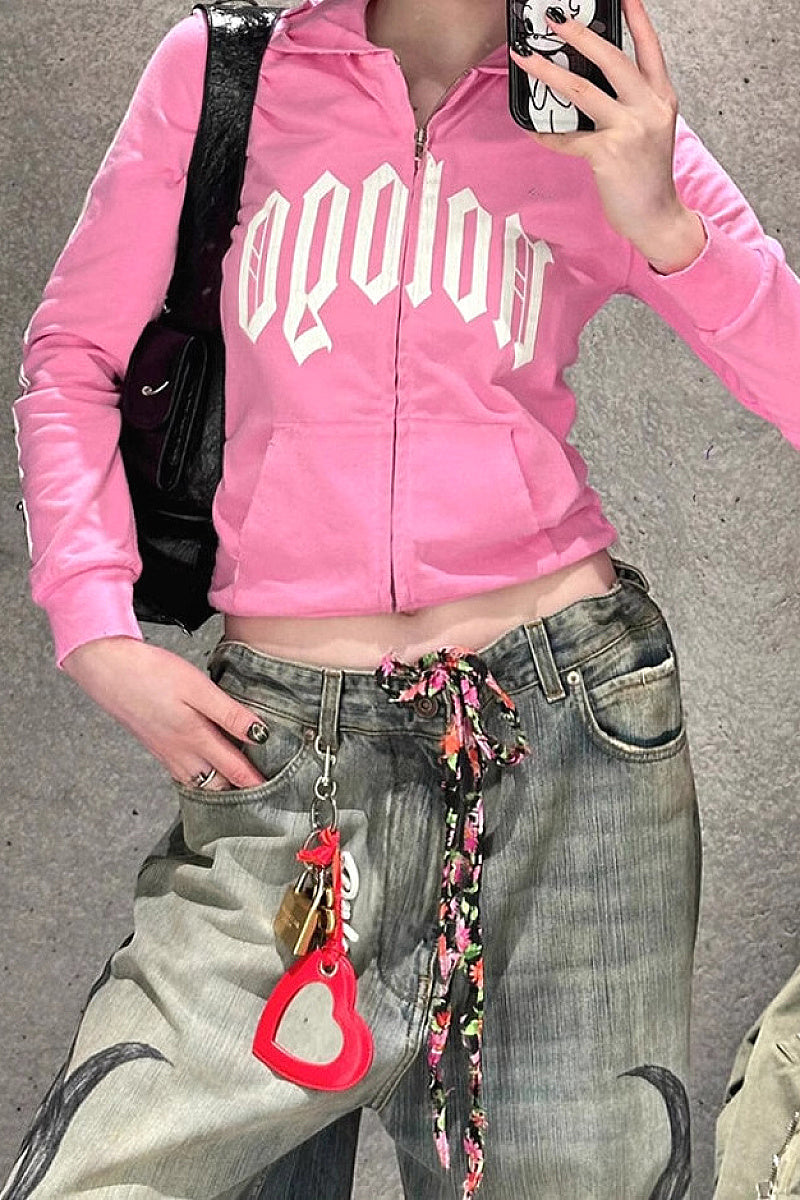 Y2K High Street Printed Wide Leg Jeans
