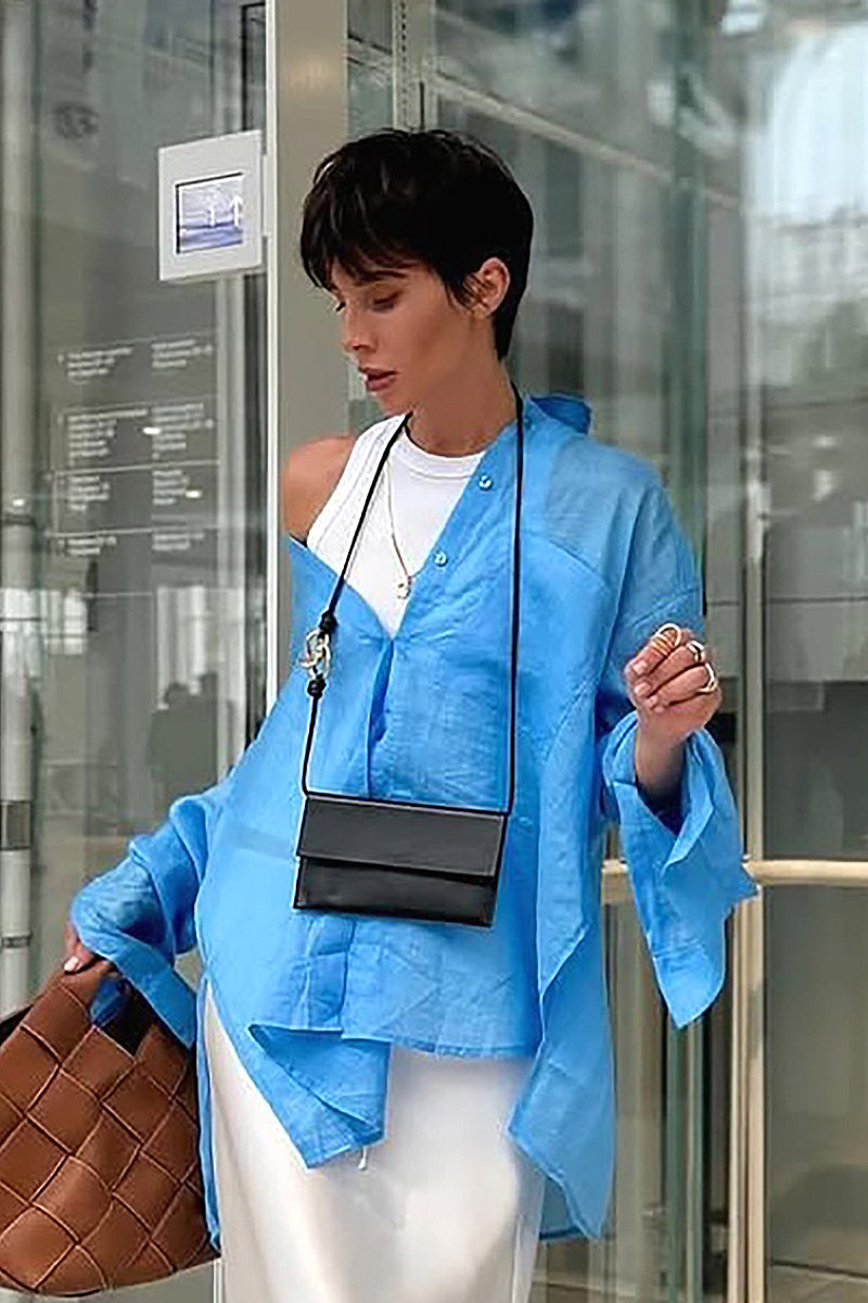 Autumn New Fashion Sheer Long Sleeve Tencel Shirt