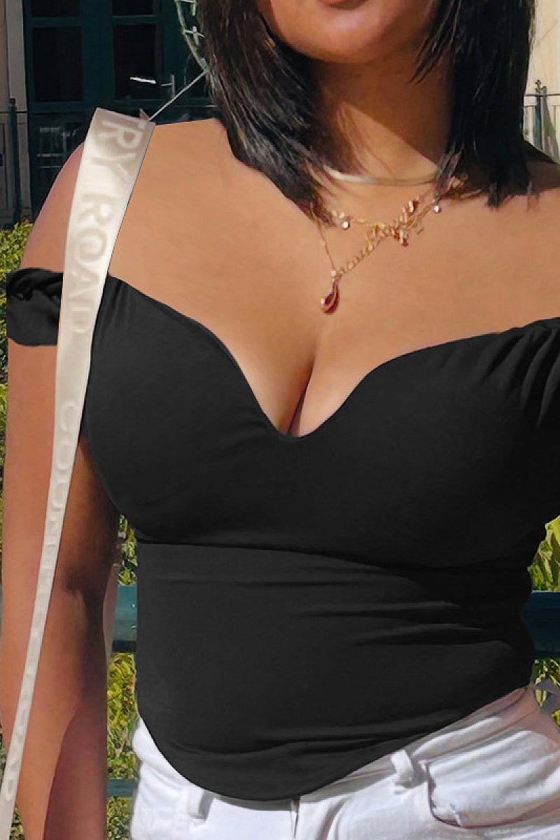 Sexy Off-Shoulder U-Neck Slim Fit Top