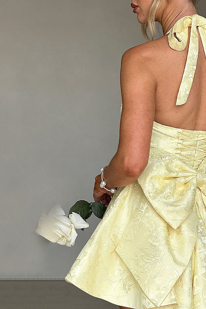 Elegant Spring Halter Neck Floral Dress