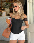 French Vintage Lace Waist Top for Summer