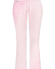 Trendy Pink Hooded Sweatshirt and High-Waisted Pants Set