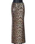 Leopard Print Sequin Layered Skirt for Women