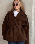 Fashion Vintage Brown Woolen Coat for Women