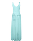 Elegant Long Dress with Sheer A-Line Design