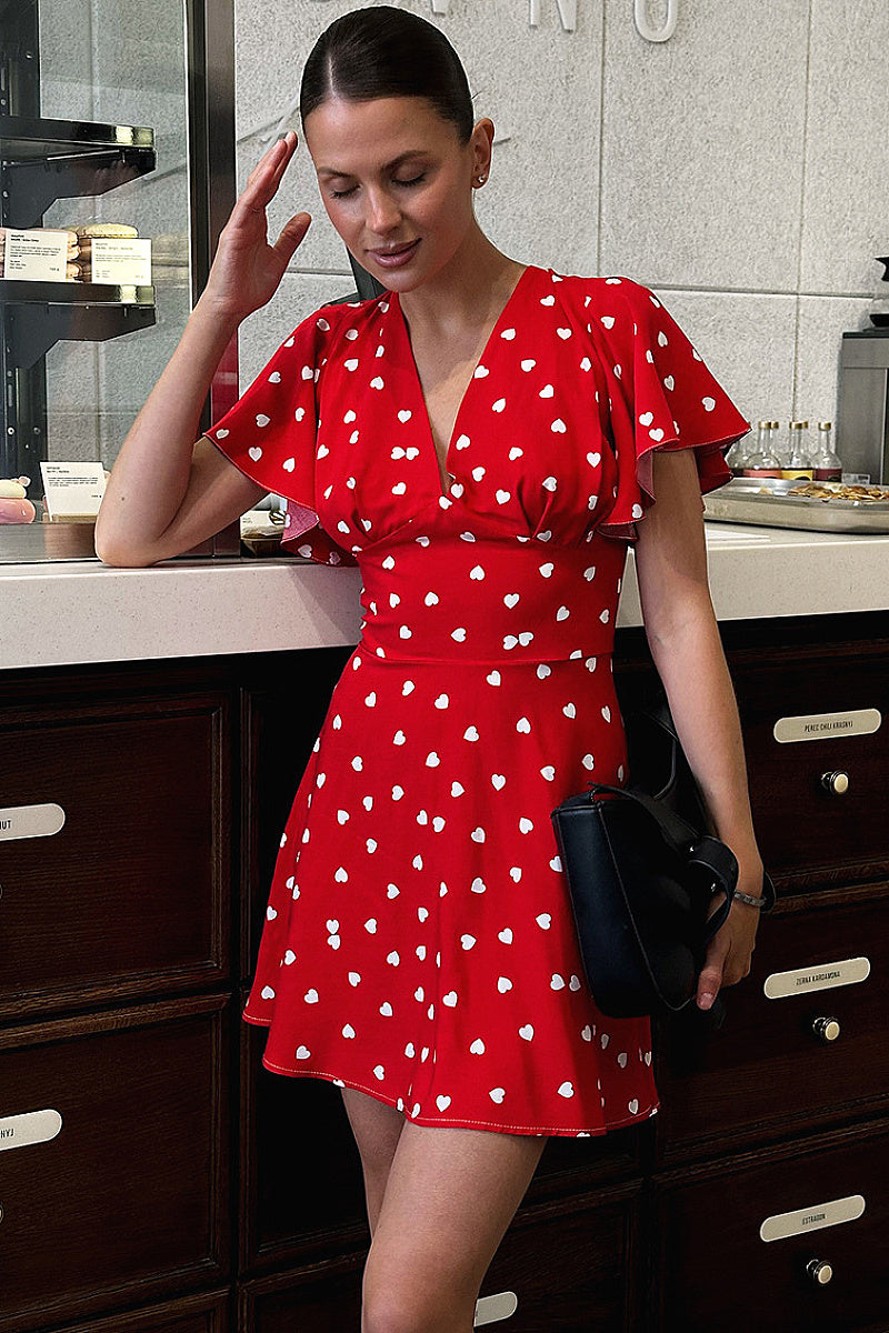 Elegant V-Neck Floral Dress for Women