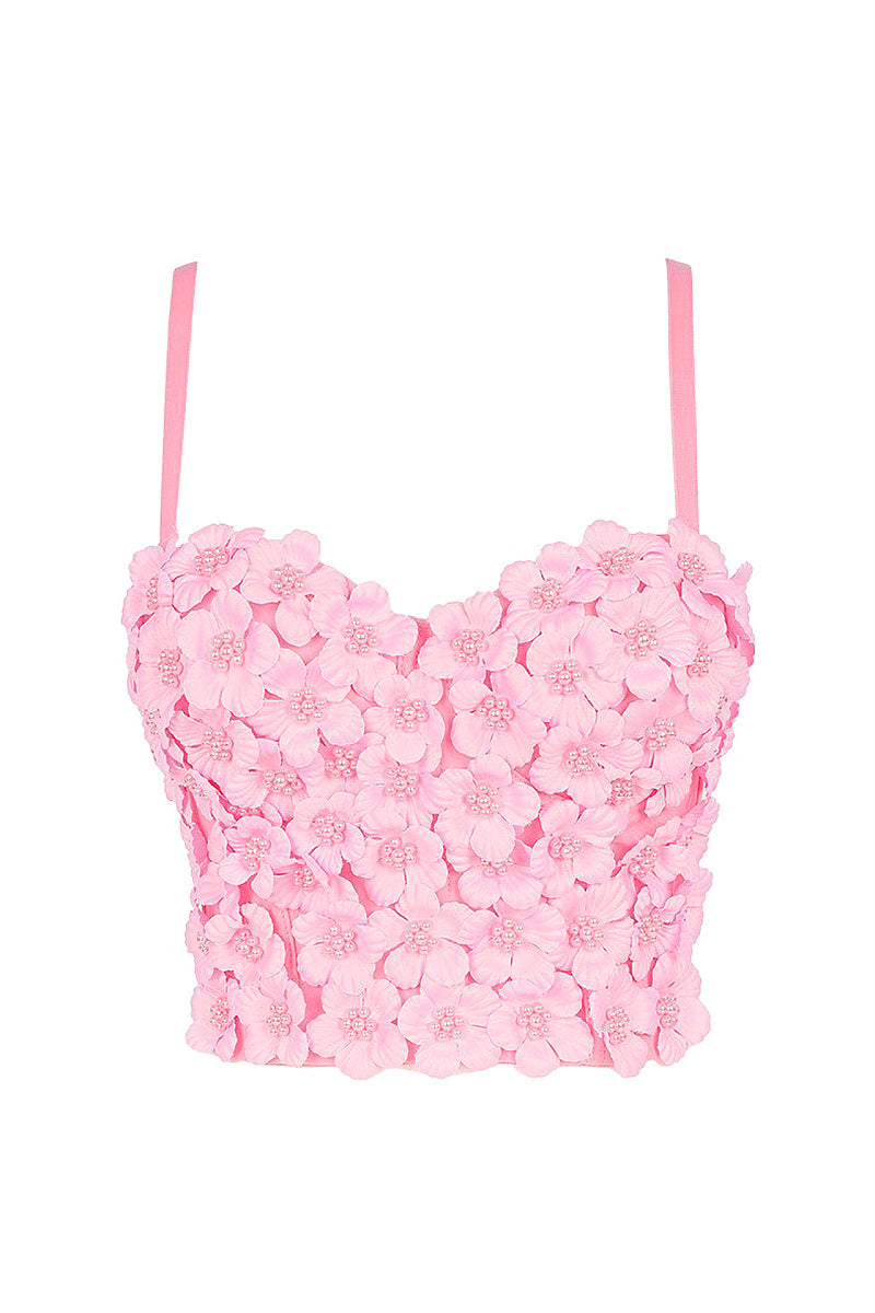 Floral Beaded Strapless Top for Women