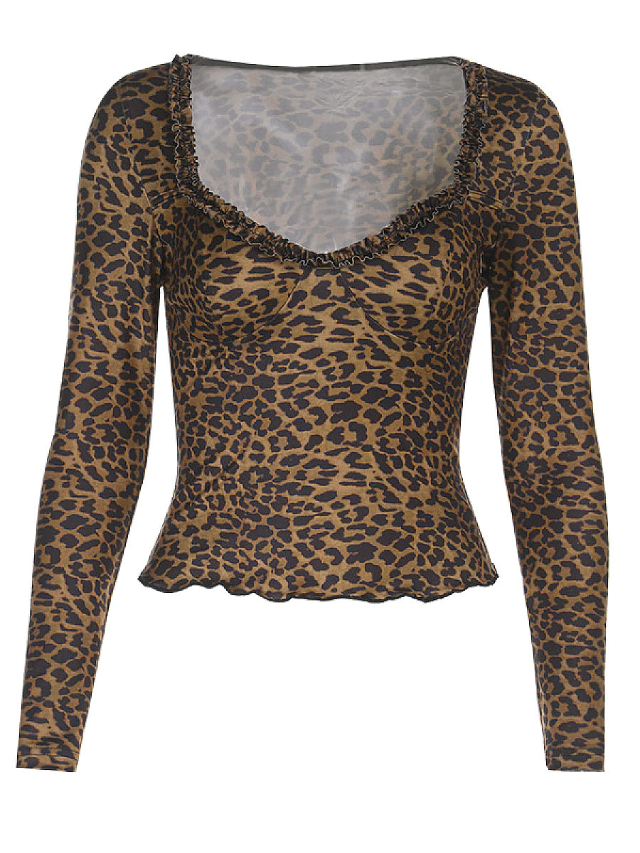 Leopard Print Long Sleeve Top for Women