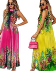 Bohemian Summer Floral Maxi Dress with Halter Neck