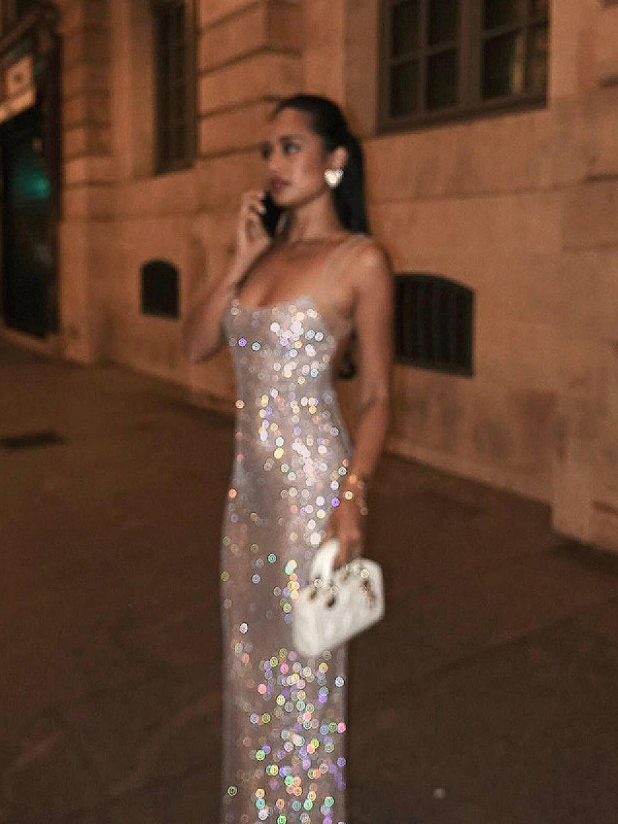 Stylish Shimmering Spaghetti Strap Dress